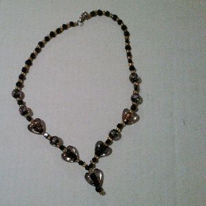 Glass heart and pretty beads necklace